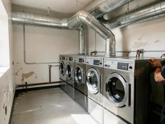 Wrentham Dryer Vent Cleaning team performing large-scale commercial dryer vent cleaning in Wrentham