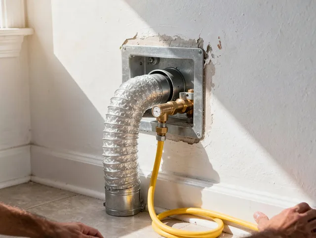 Wrentham Dryer Vent Cleaning certified technician performing specialized gas dryer vent cleaning in Wrentham